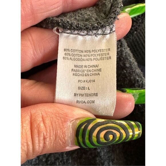 RVCA VA Black & Grey Zipped Hoodie Jacket Sz Large - Picture 4 of 9